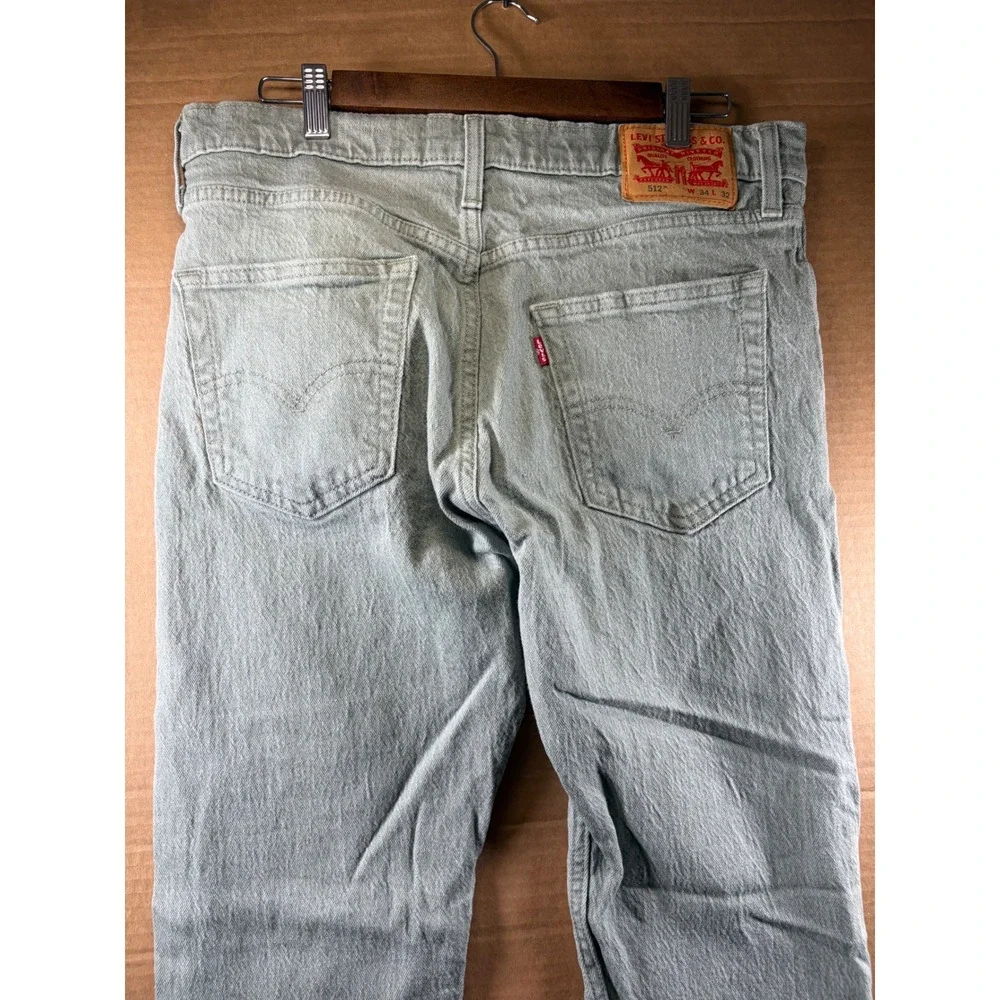 Levi's 512 Slim Taper Jeans Mens 33x29 Green Garment Dyed Denim Pants W34